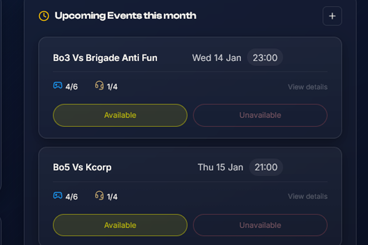 HexCore shared calendar and training planning